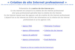 Acc�dez au site internet creation-de-site-internet.pro qui reprant des sites internet sur la cr�ation de site internet professionnel